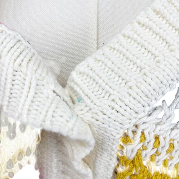 DeLuc Ayden Chunky Knit Crop Cardigan Sweater Striped Size Large - Picture 6 of 10